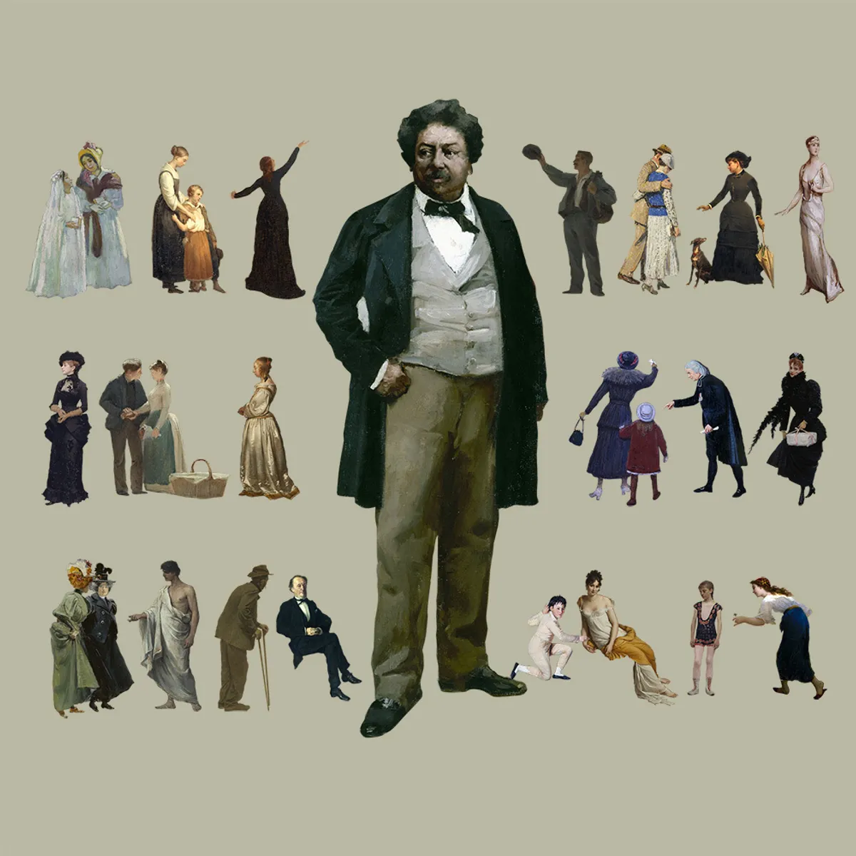 19th Century painting cutouts Scene