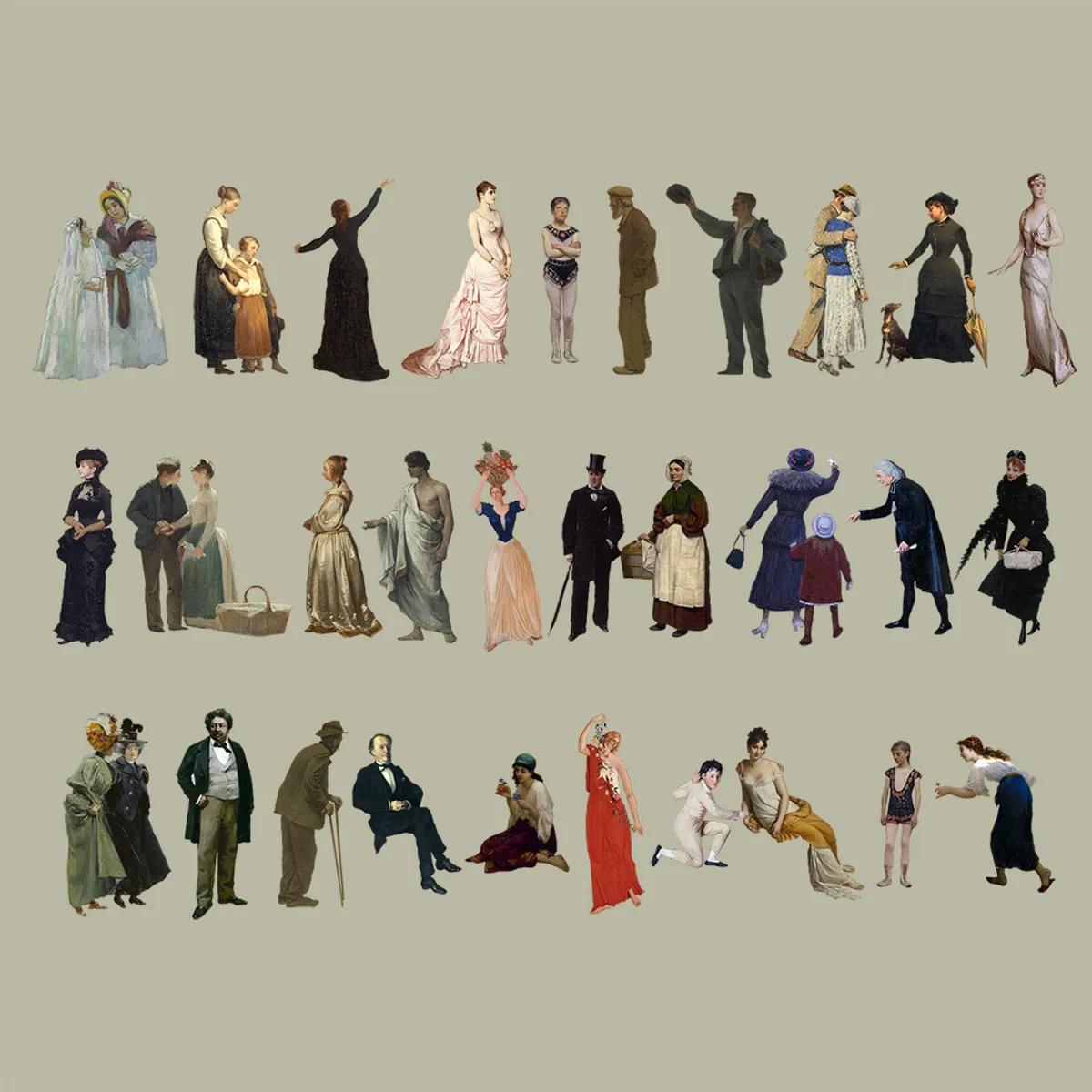 19th Century painting cutouts