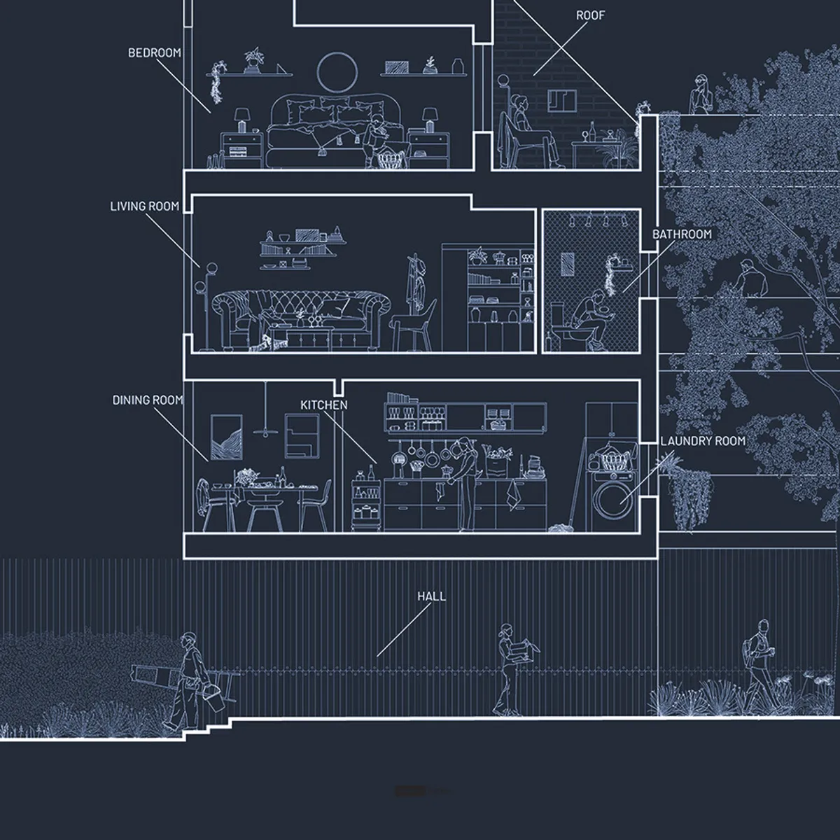 Maximalist Home Elevation Scene