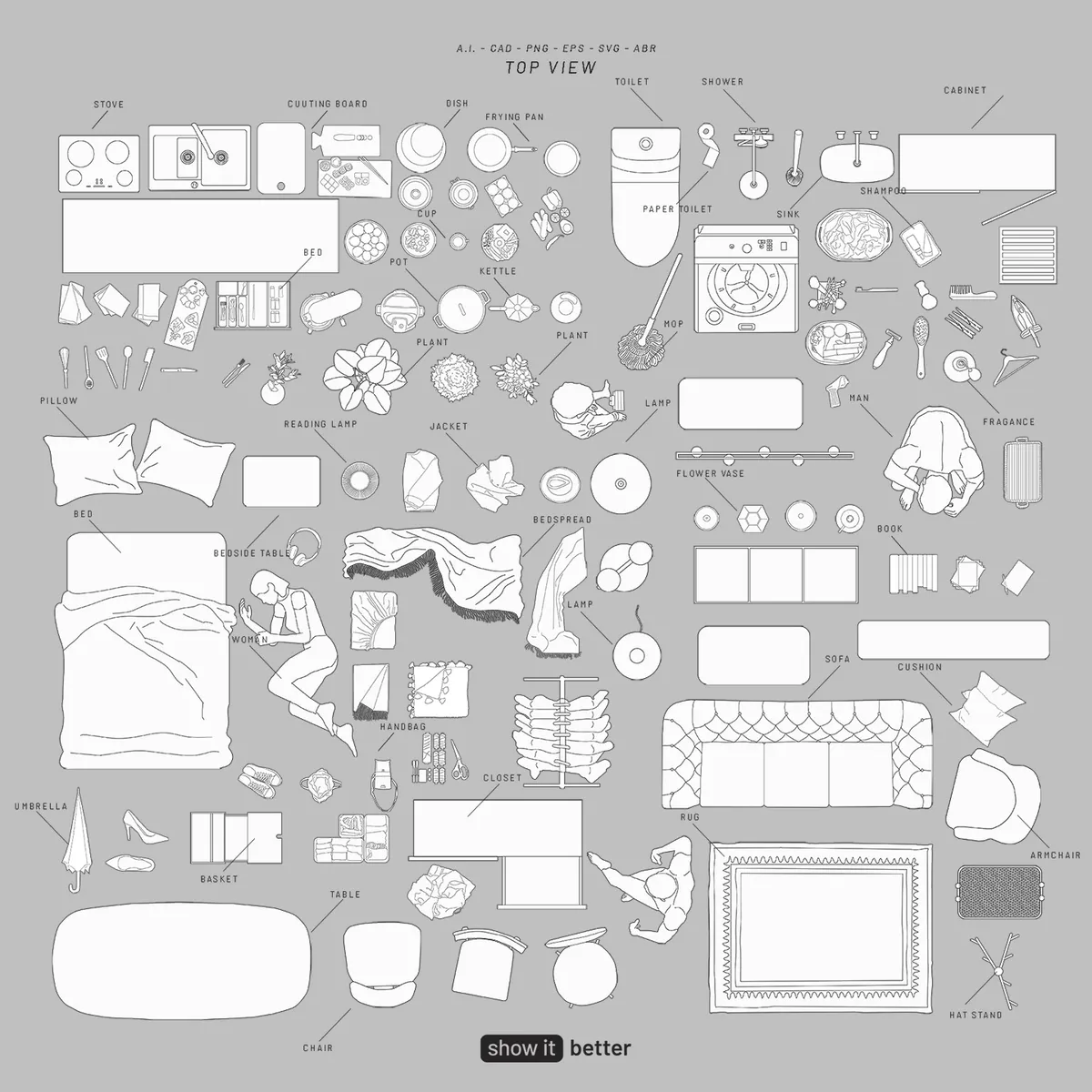 Maximalist Home Top View Line