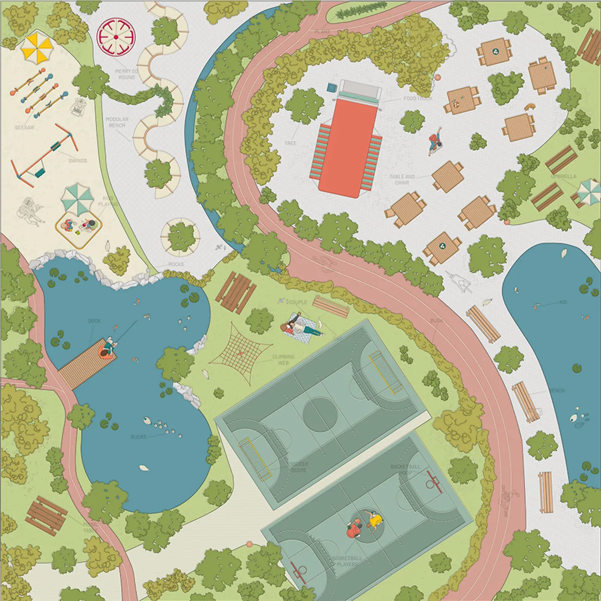 PARK MINIMAL TOP VIEW SCENE