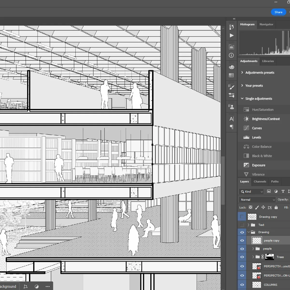 Perspective line section zoom