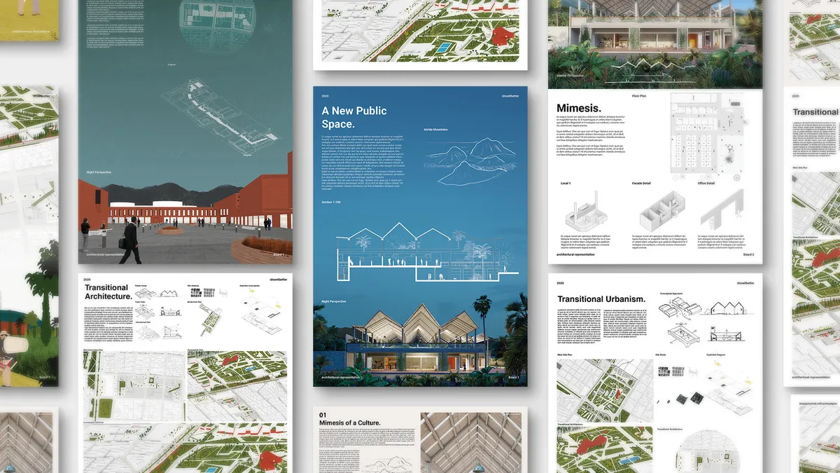 Presentation board mockup tiled