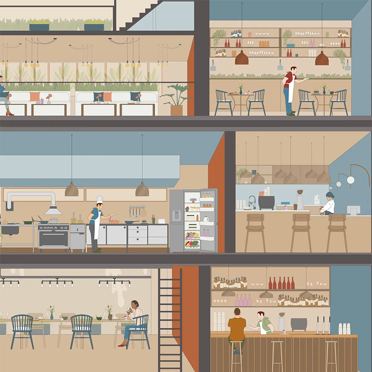 Restaurant Minimal Elevation Scene