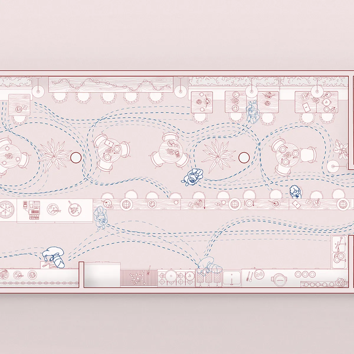 Restaurant minimal top view scene2