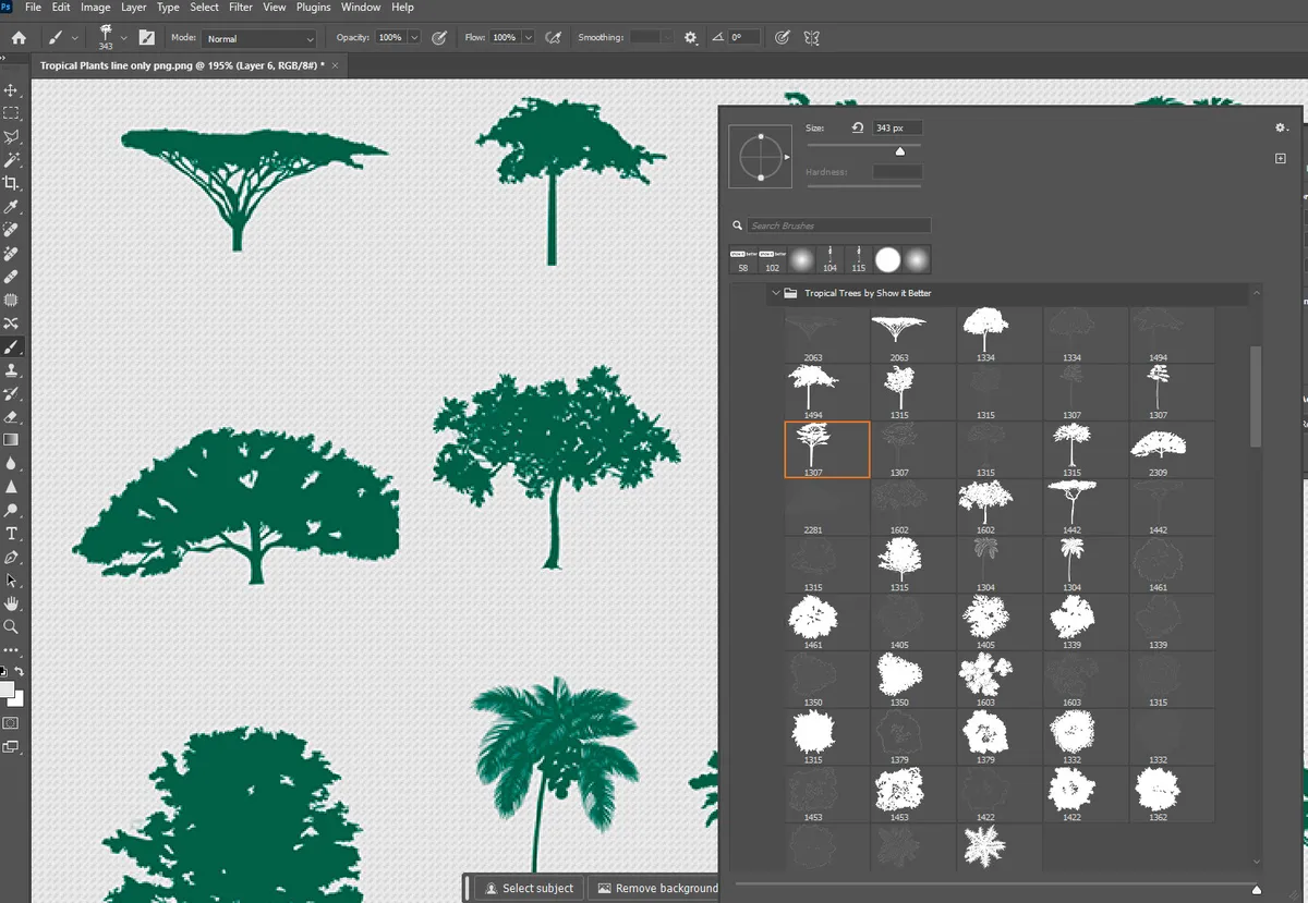 Screenshot of Photoshop Brushes