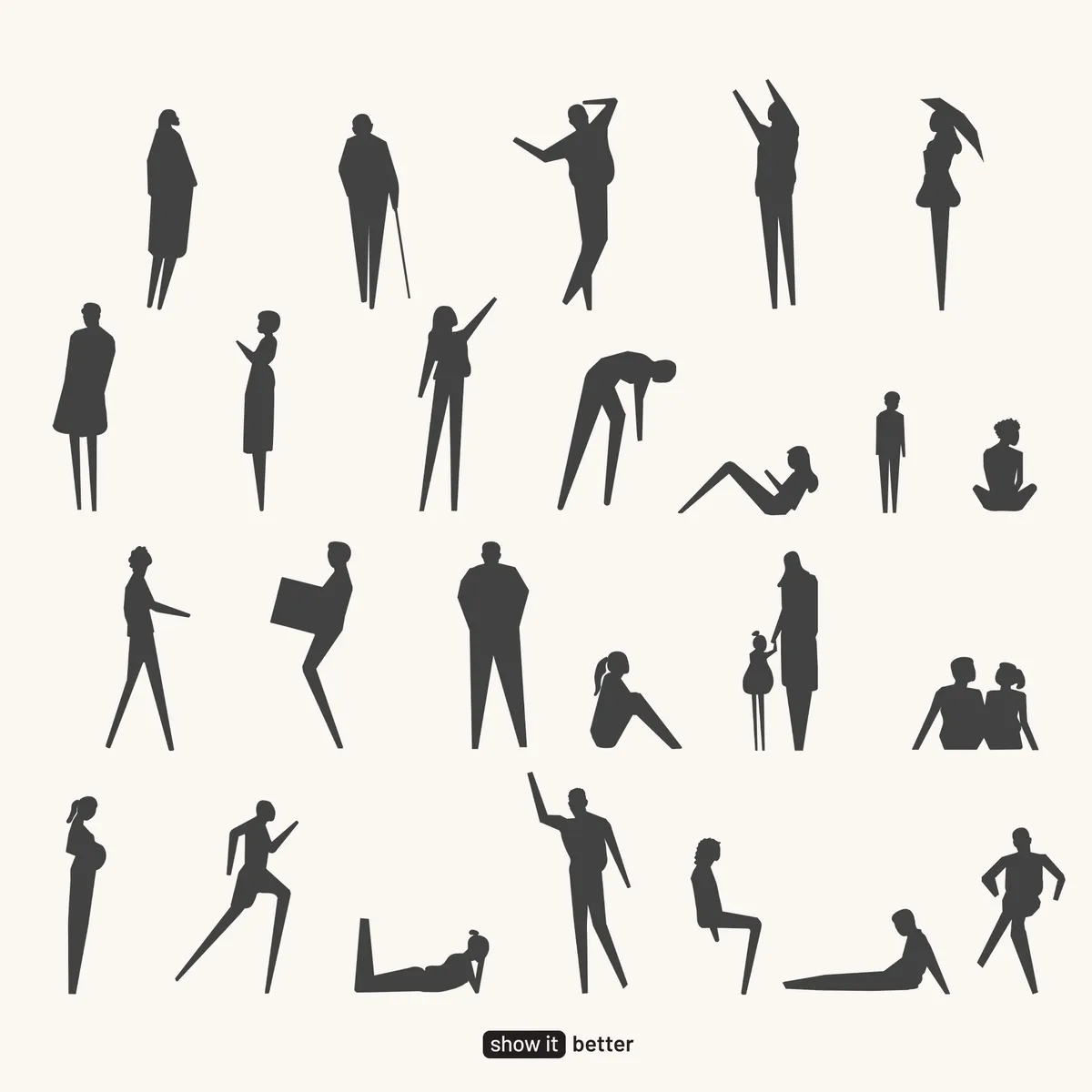 Tall Human Figures Solid