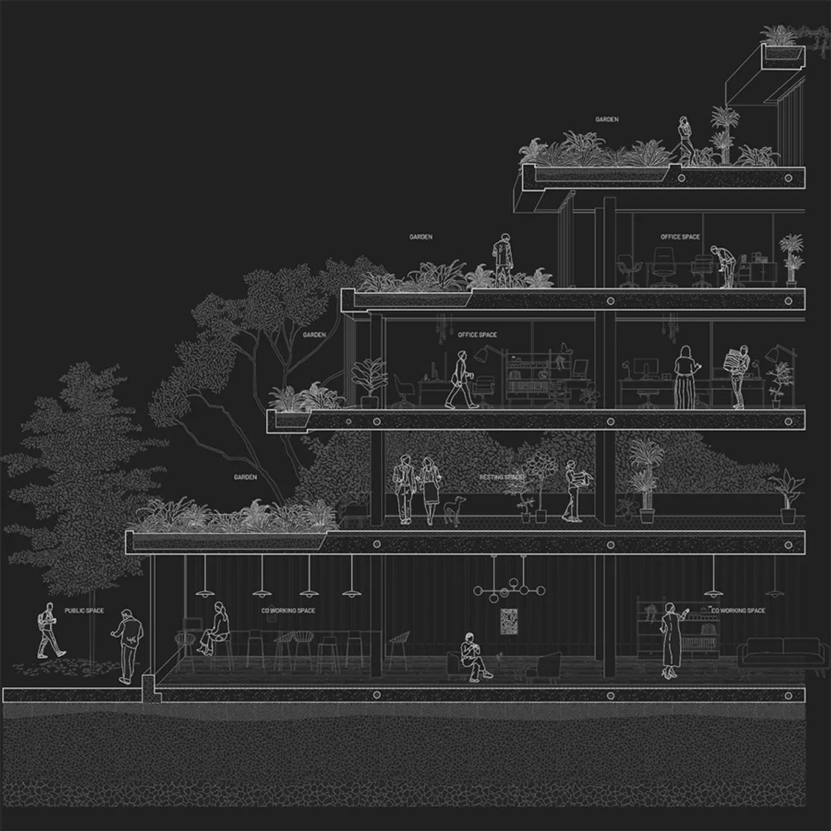 Working Terraces Section Black BG