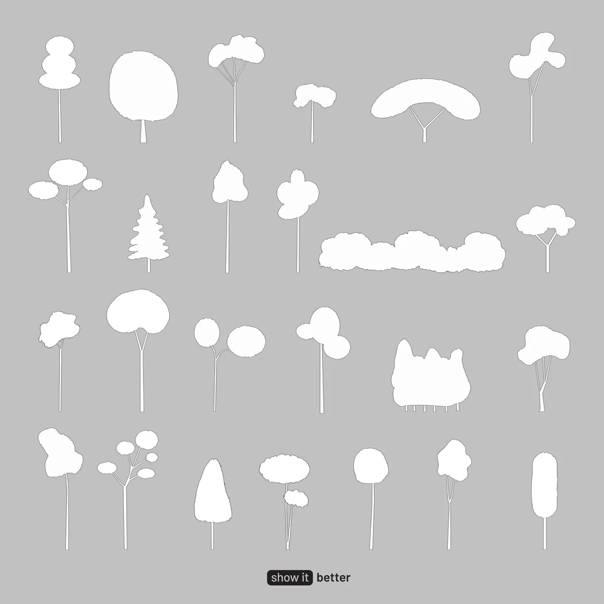 Graphic Sketchy Trees Line