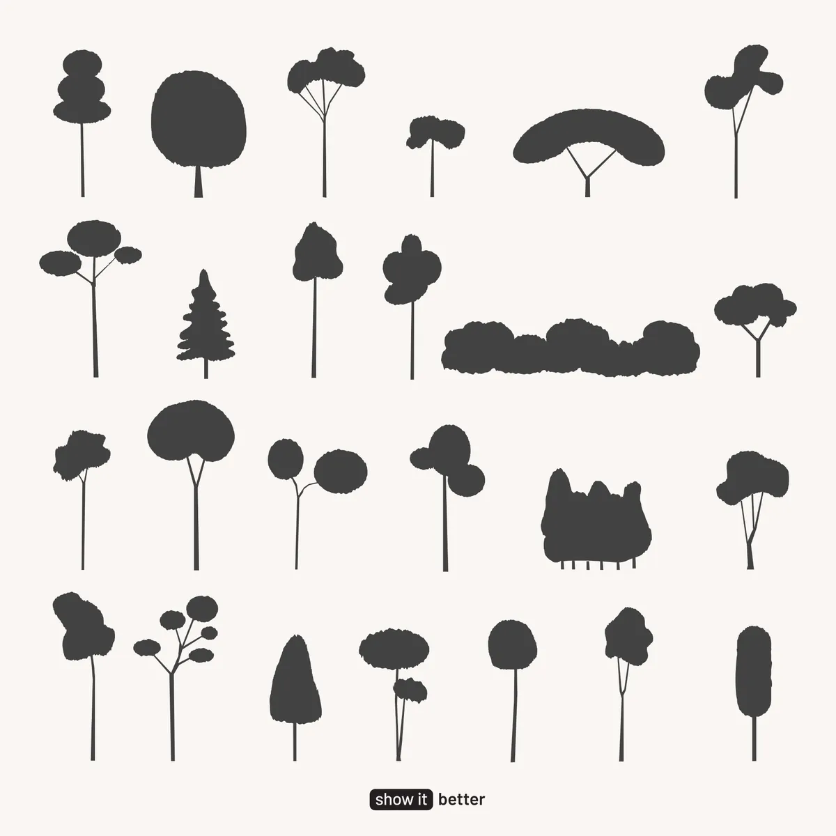 Graphic Sketchy Trees Solid